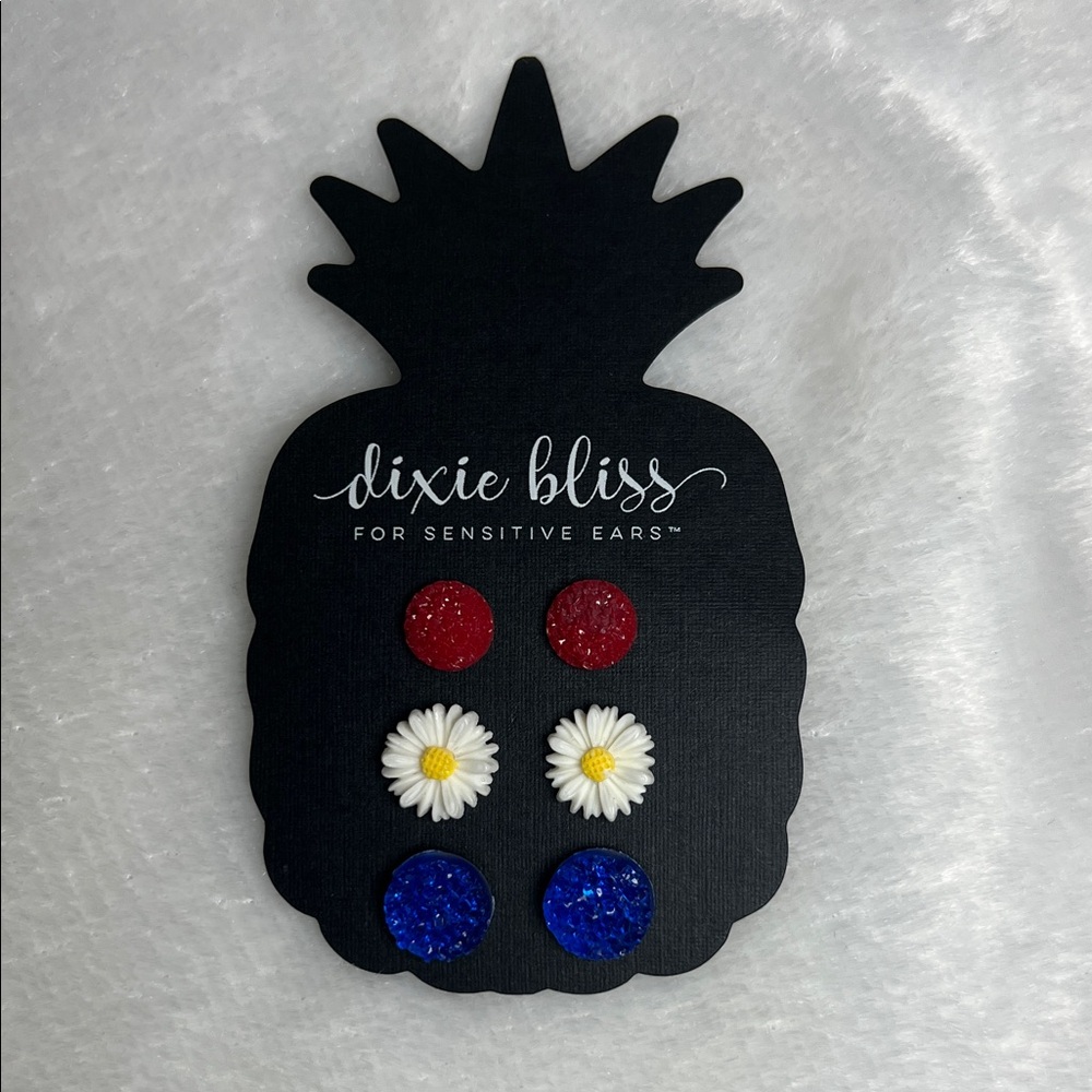 Dixie Bliss Red, White, and Blue Earrings Set
